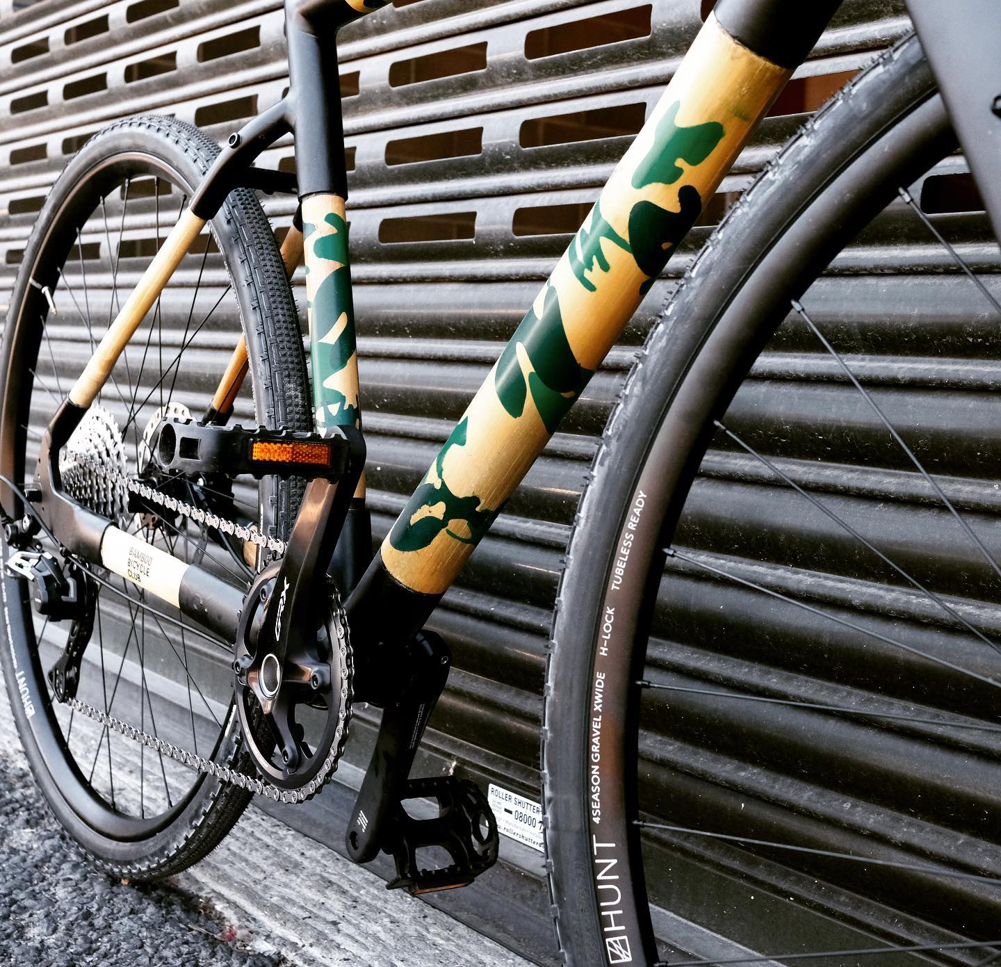 Gravel lugged frame with cameo finish. Any finish can be applied to the bamboo, painted, stained or