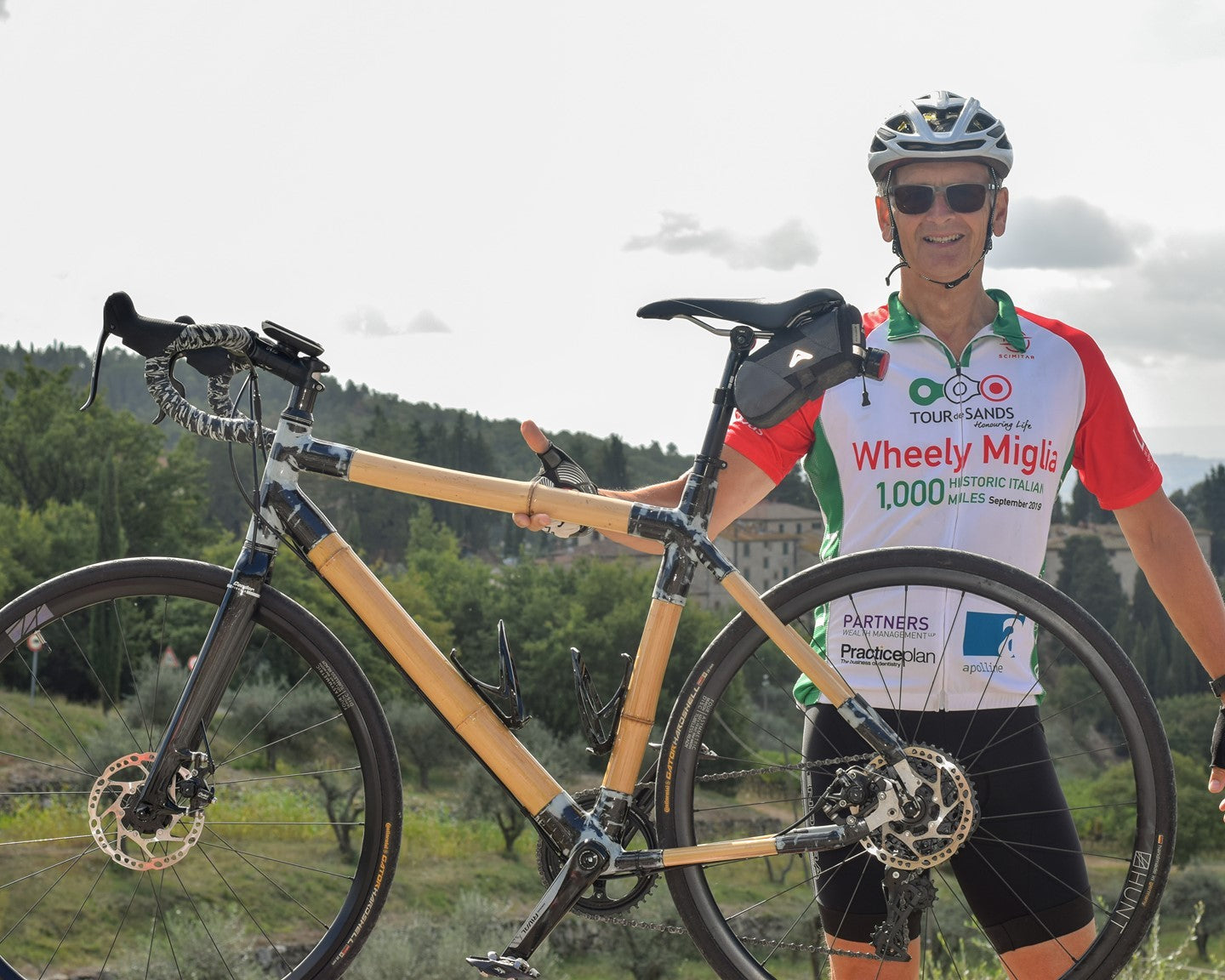 Mark his finished road bike, lightweight and beautifully finished.