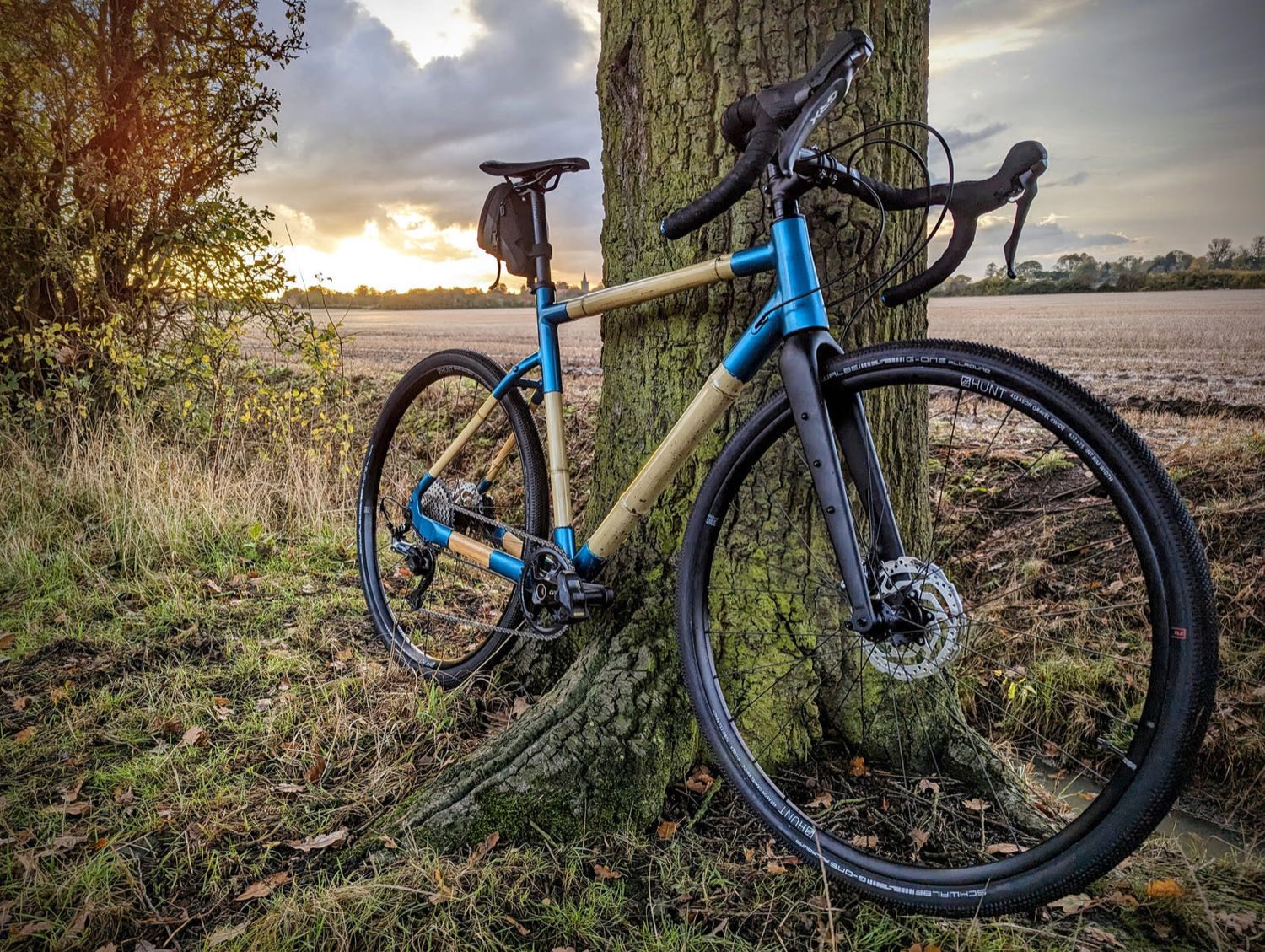 A bamboo bike on a quiet road at dawn