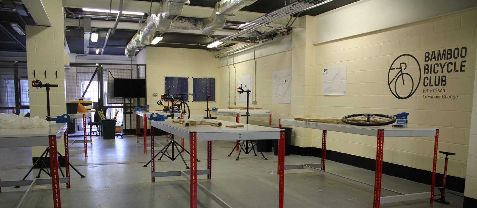 A prison workshop set up for Build to Bond