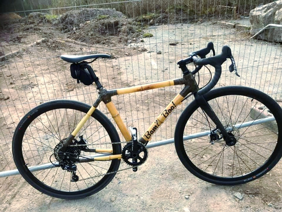 New bamboo Gravel bike built by Rob as a home build kit. ⁠