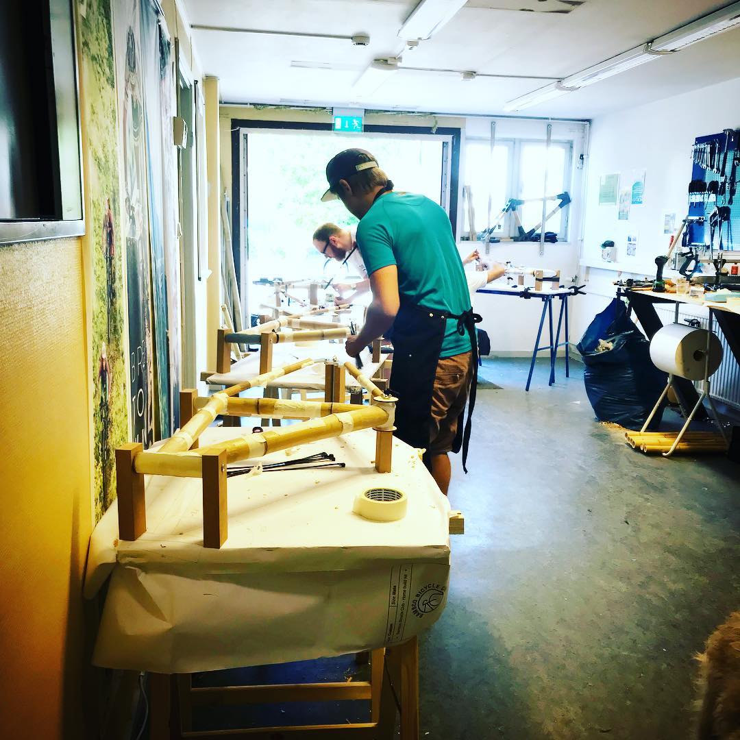 Busy teaching a workshop in Falun, Sweden. @cykelkoketfalun . #bamboobike #maker #handmade #sundayle