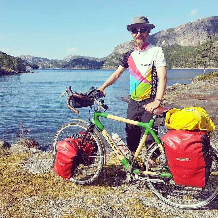 Simon cycling through Norway 🇳🇴 on a Northern Europe tour. .