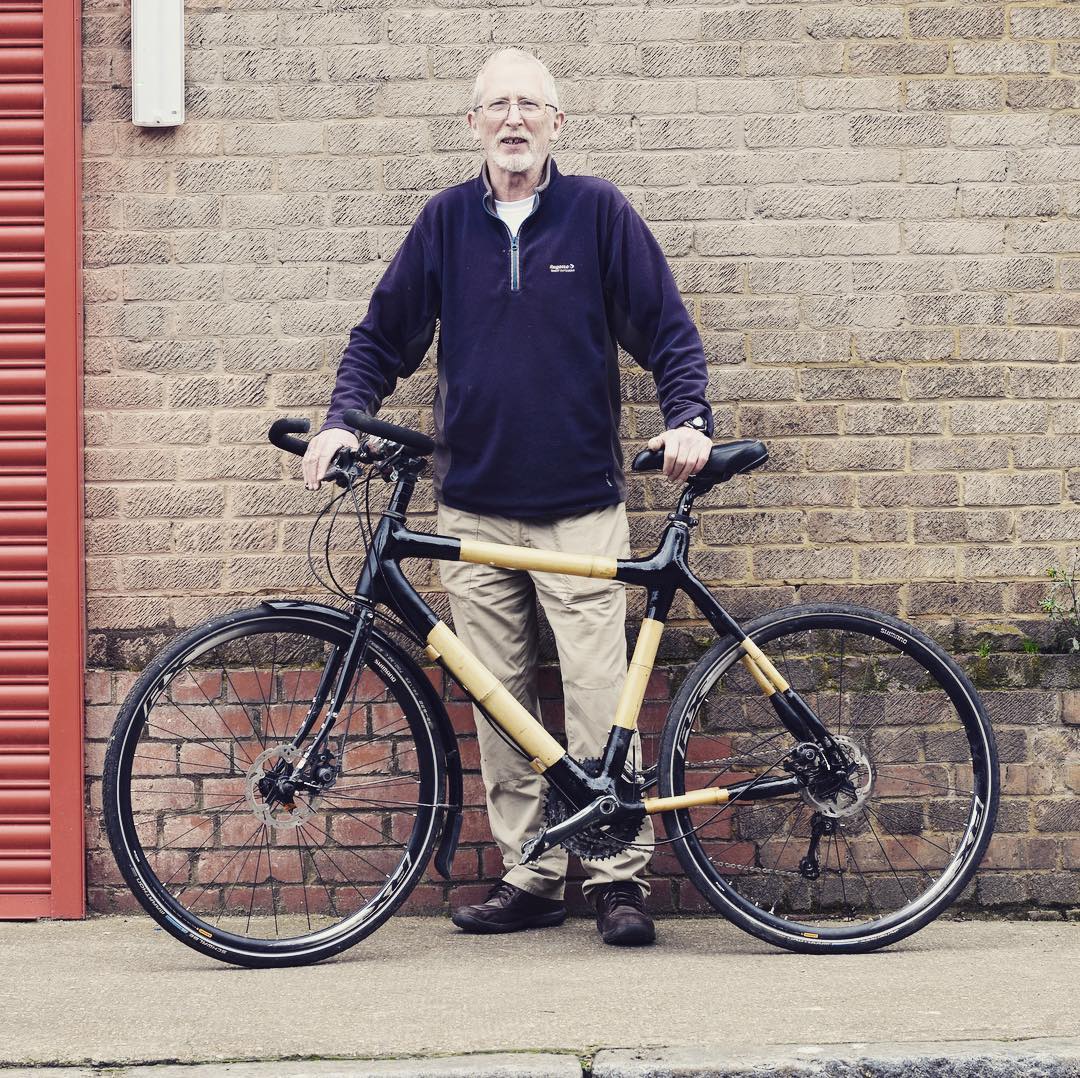 Peter with his finished #bamboobike built for travelling around the city of #York.
