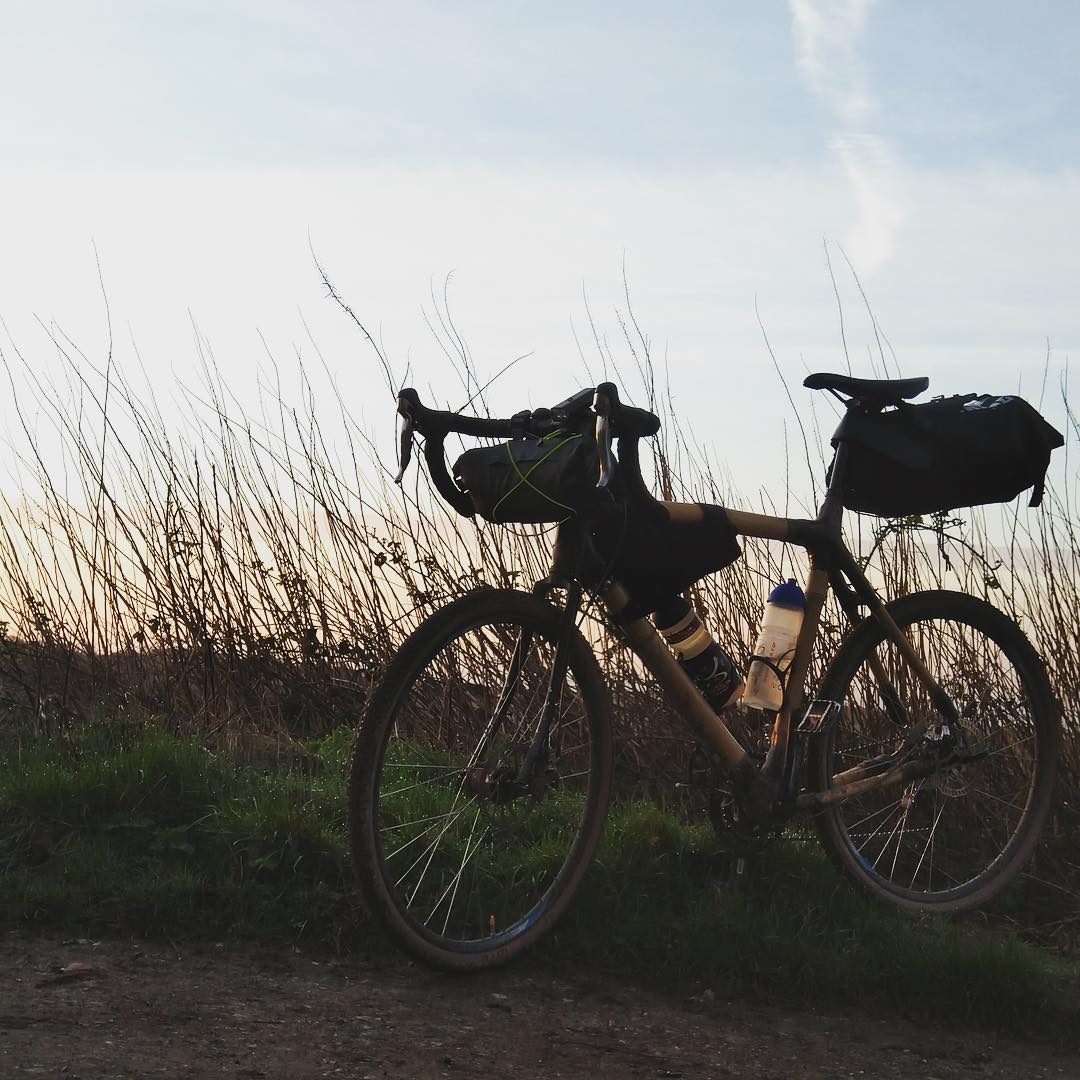Andrew out #bikepacking on his #cx bamboo bike.