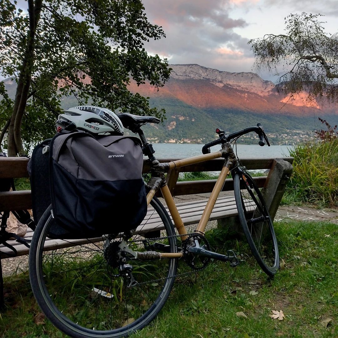 Road bike build by Hugo in France. All our bikes can be fitted with racks from round the world touri