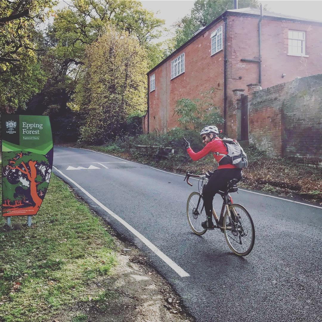 Robin, hitting the hill upto Epping Forest on his bamboo #touringbike .