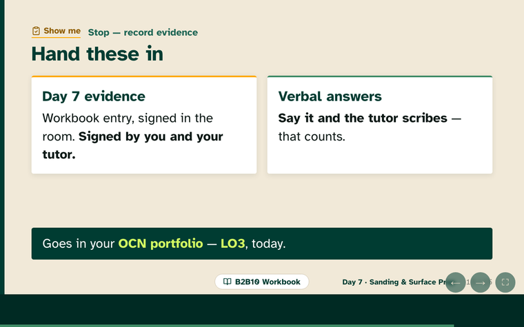 evidence into the OCN portfolio