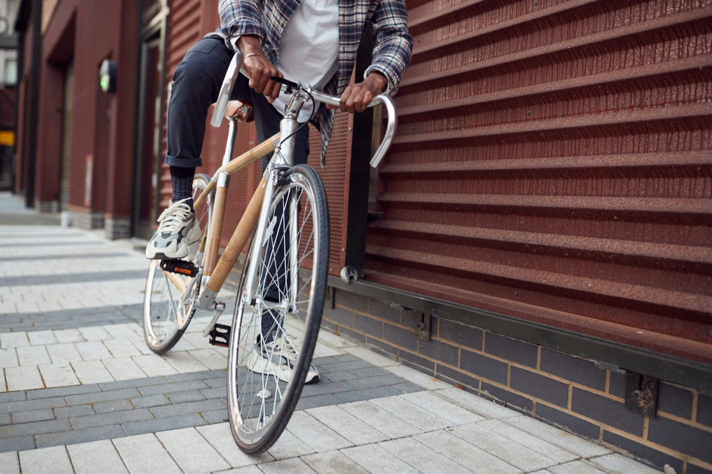 A bamboo city bike on a London street