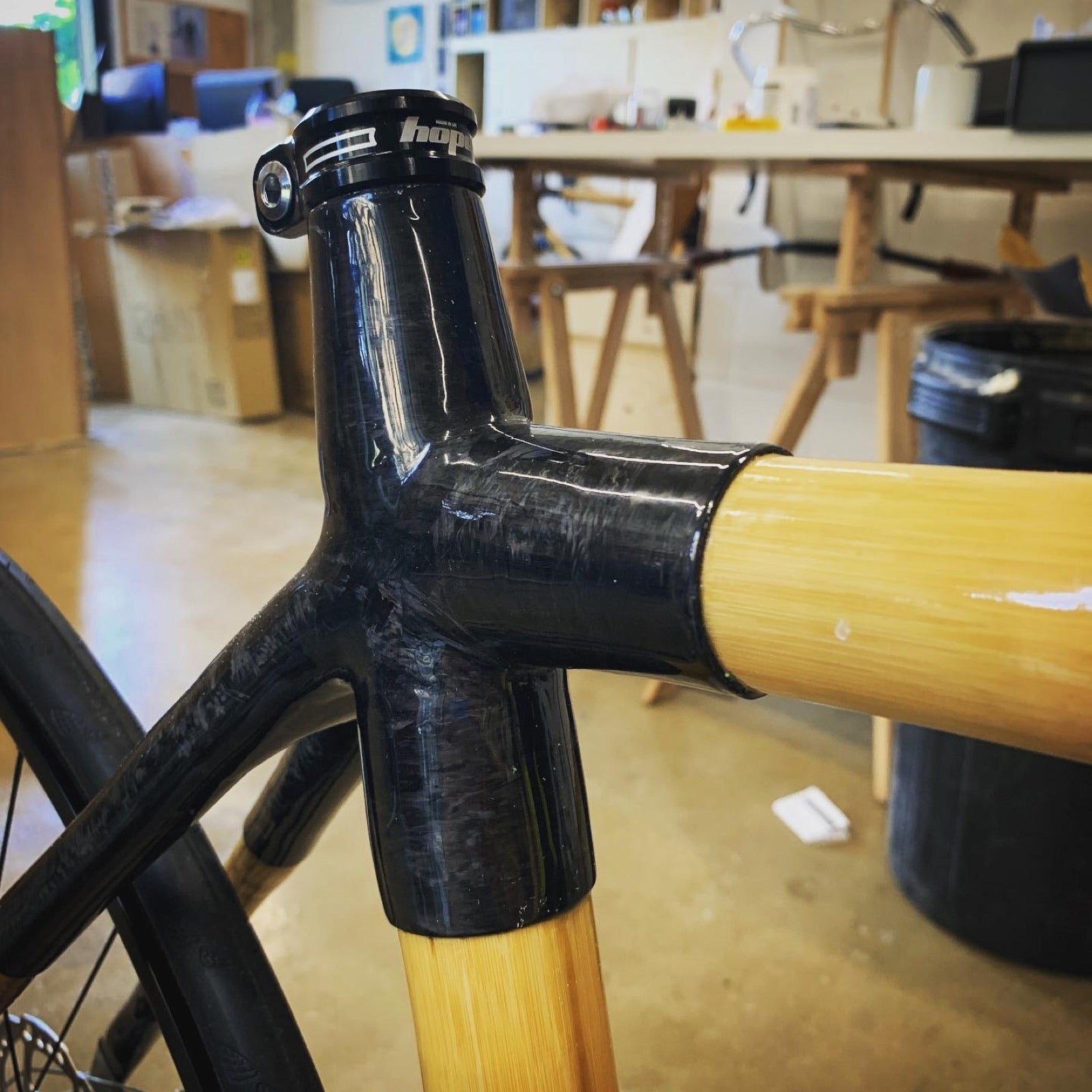 Wrapping a bamboo frame joint by hand